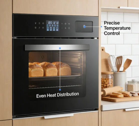 

Large 60L Stainless Steel Electric Oven Freestanding Built-In Kitchen Steam Baking Oven Multifunctional for Household Use