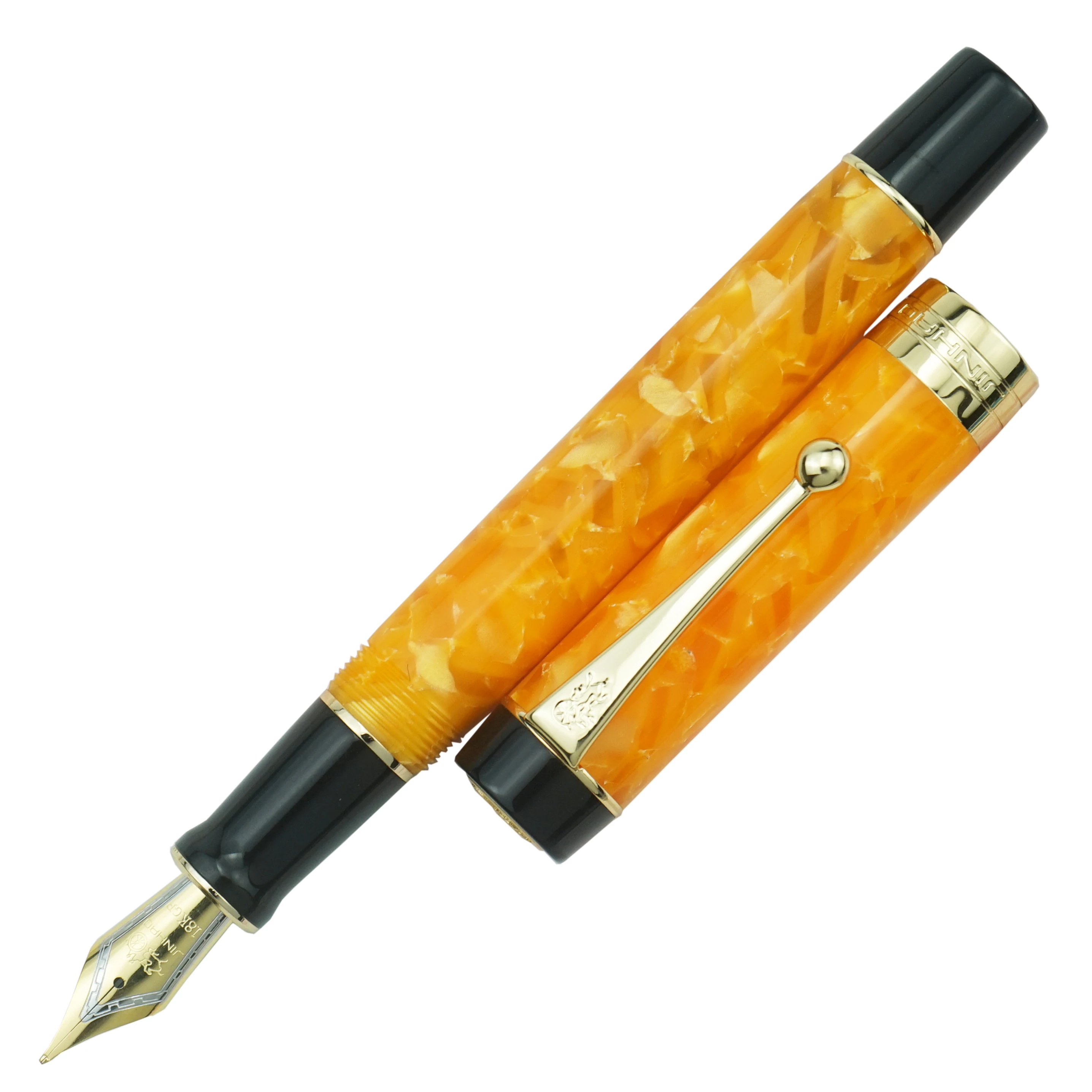 Jinhao-قلم حبر راتينج برتقالي أساسي 100 ، إيريديوم EF/F/M/، مع محول ، قلم حبر ، للعمل والمكتب والمدرسة ، هدية