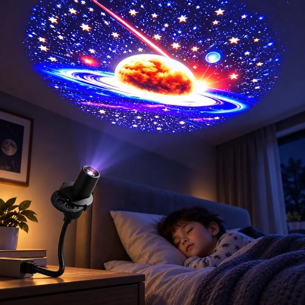 USB Starry Sky Projector Lamp 360°Rotating Projector Night Light Bedroom Creative LED Night Planet Galaxy Projection Light