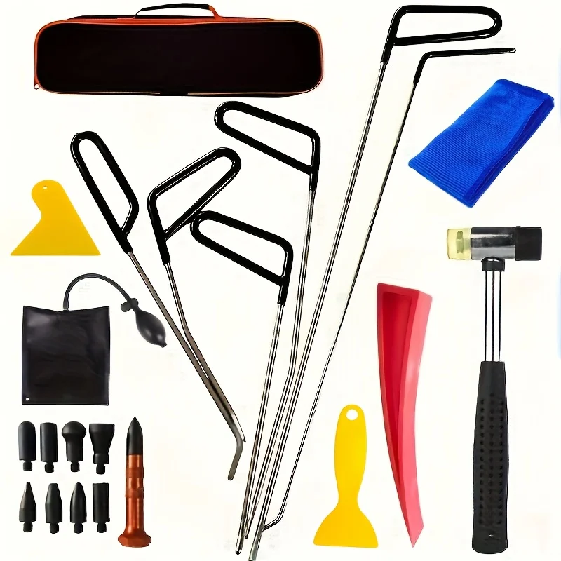 

Paintless Dent Repair Tool Kit Car Dent Removal Rods and Hooks Set with Rubber Hammer for Auto Body and Bumper Dent Fixing