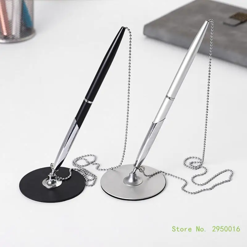 Business Pen Style Metal Ballpoint Pen Desk Pens with Ball Chain Metal Advertising Gift for Banks, Hotels, and Offices