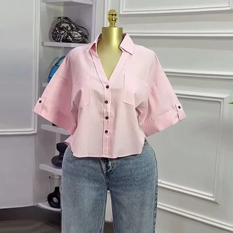 Faionable Casual Loose ort Sve irt Women's Breathable Polyester ort Length Pure Color Versatile European Sle irt