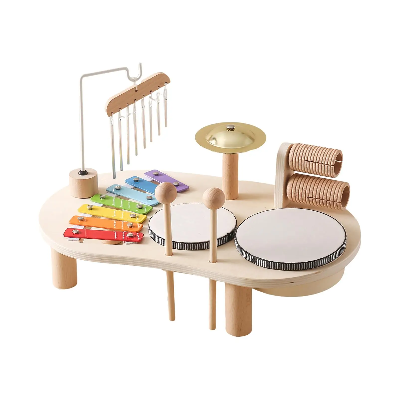 Juego de tambor de madera para niños, instrumento Musical de juguete, habilidades motoras finas, favores