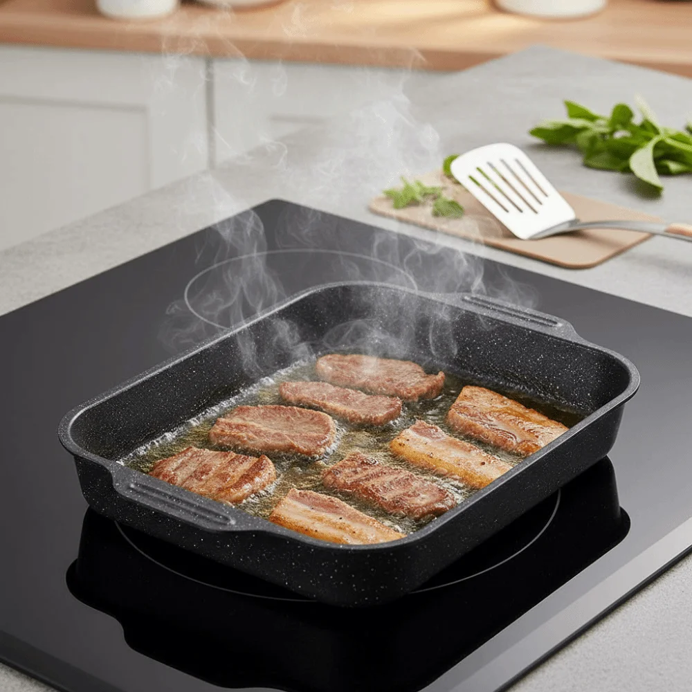 Carbon Steel Grilled Fish Tray Large Capacity Non-Stick BBQ Serving Tray Rectangular Heat-resistant Grilled Fish Plate Outdoor