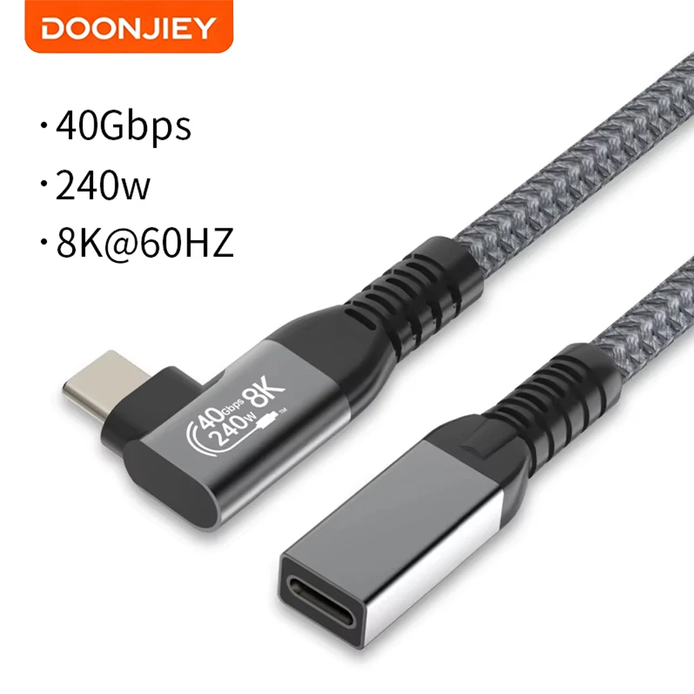 DOONJIEY 20CM USB4 Type C Data Cable 8K 60Hz Male to Female Extension Line Compatible Thunderbolt 3 4 40Gbps PD240W Fast Charge