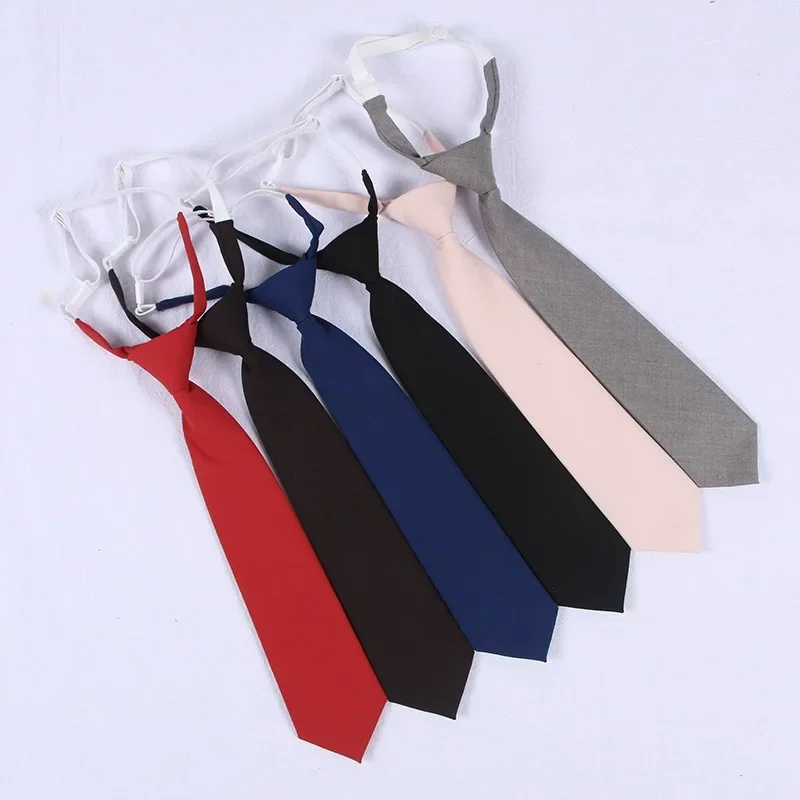 Lazy JK Small Necktie Black Wine Red Solid Dark Blue Korean Women Sweet Grils Student Basic Style School Uniform Classic Ties