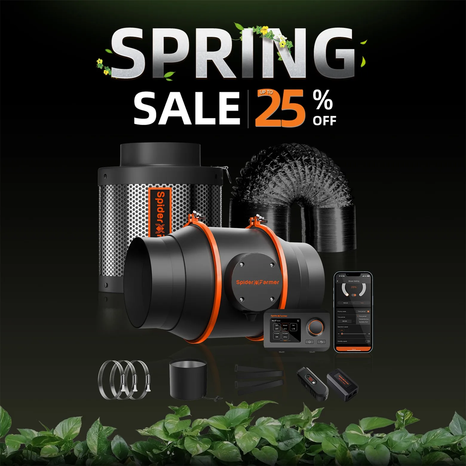 

Spider Farmer 4"/6" Inline Fan Kit with GGS Controller, Smart APP Control, Ventilation Combo Air Cooling for Grow Tent