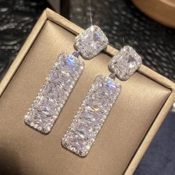 CAOSHI Temperament Women Hanging Earrings Sparkling Geometric Cubic Zirconia Modern Design Wedding Engagement Romantic Jewelry