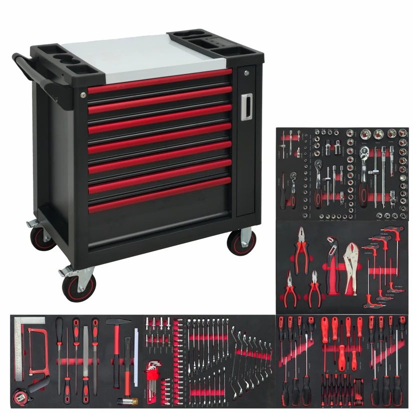 

Многофункциональная мобильная тележка-тумба для автосервиса, OEM-оборудование, 201 инструмент, холоднокатаная сталь, сертифицирована, 300 кг