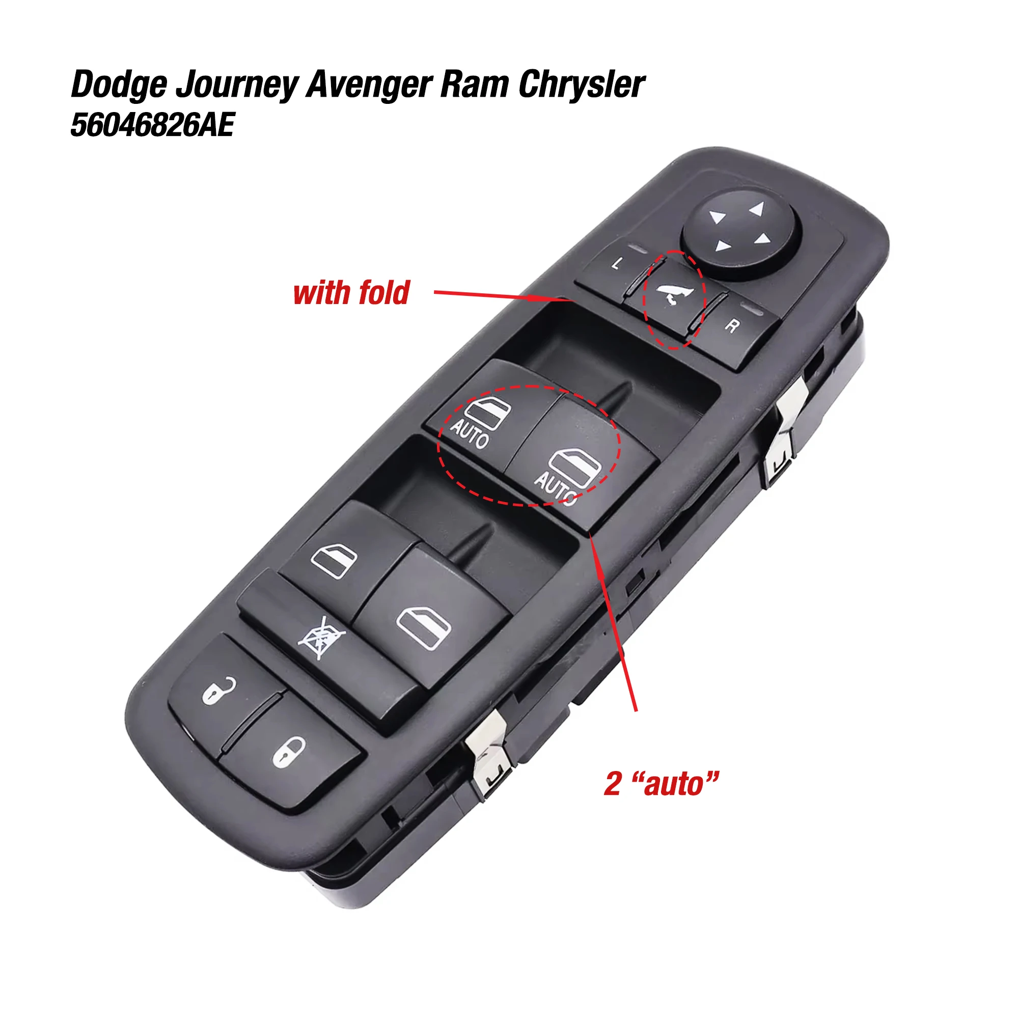 

56046826 Переключатель стеклоподъемника AE для Ram 1500-3500 2019-2024 Dodge Journey 2016-2018 гг. 56046826 АК 56046826 AD Сторона водителя передняя левая