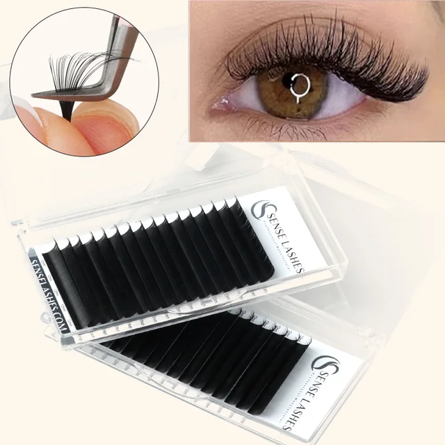 SENSE LASHES 16-rzędowe klasyczne pojedyncze rzęsy Premium Matowe czarne miękkie naturalne przedłużanie rzęs Narzędzia do makijażu Hurtownia