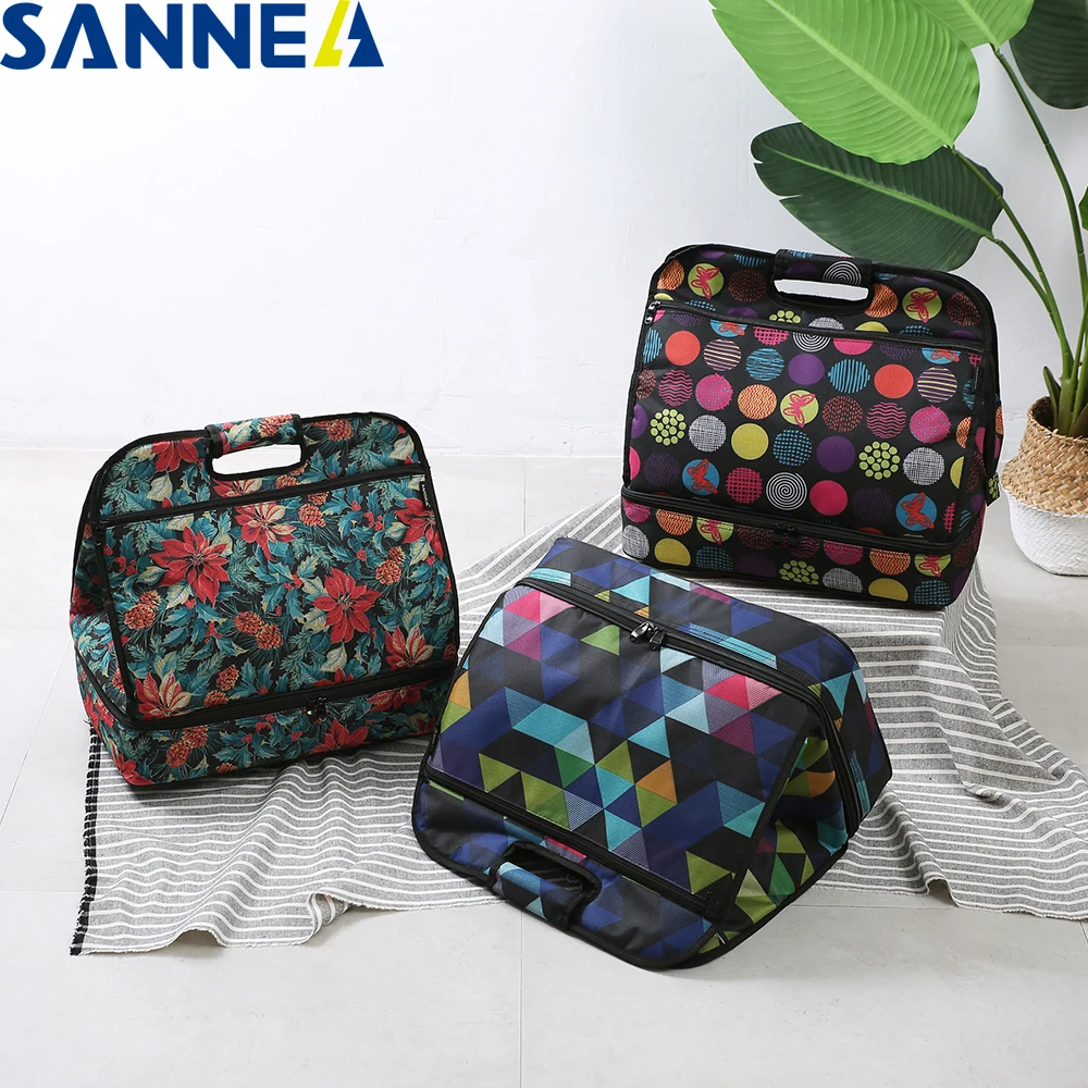 

SANNE 10L Tote New Double Layer Essential Pizza Bag for Family Dinner Thermal Cooler Bag Insulated Ice Pack Portable Lunch Bag