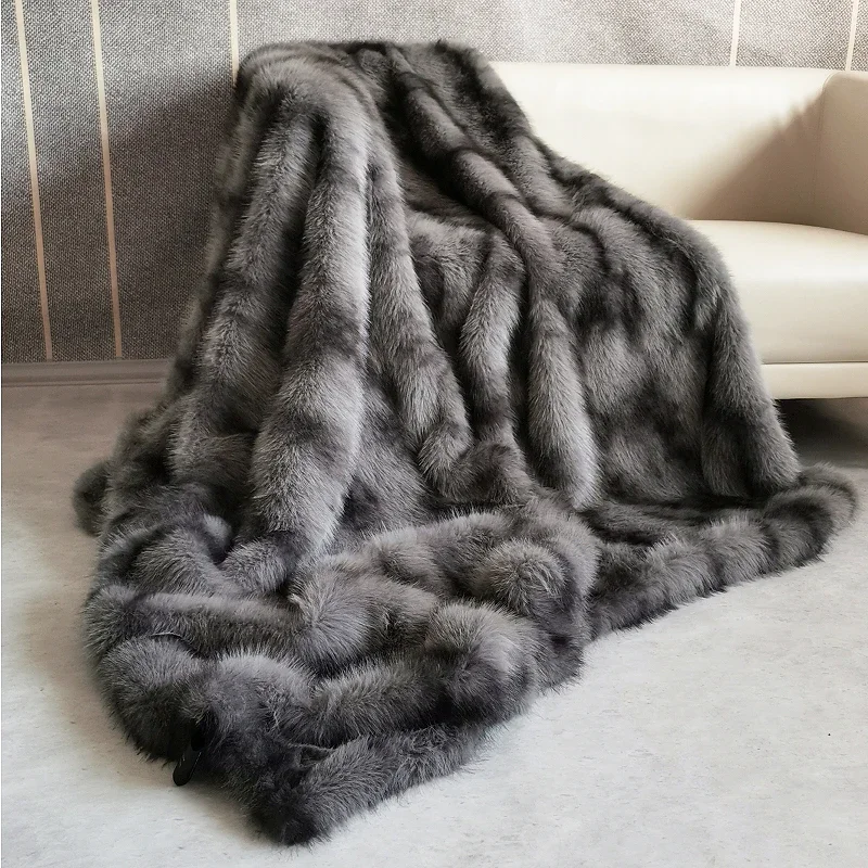 Soft Faux Fur winter Blanket double layer throw blanket rabbit fur plush Sofa cover Bed blankets for Christmas home decoration