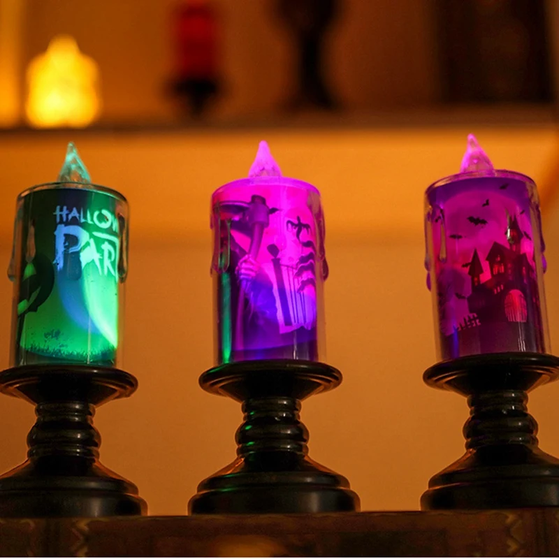 LED Eletrônico Halloween Decoração Candlestick, Horror Night Lights, Promoção, 12pcs por conjunto