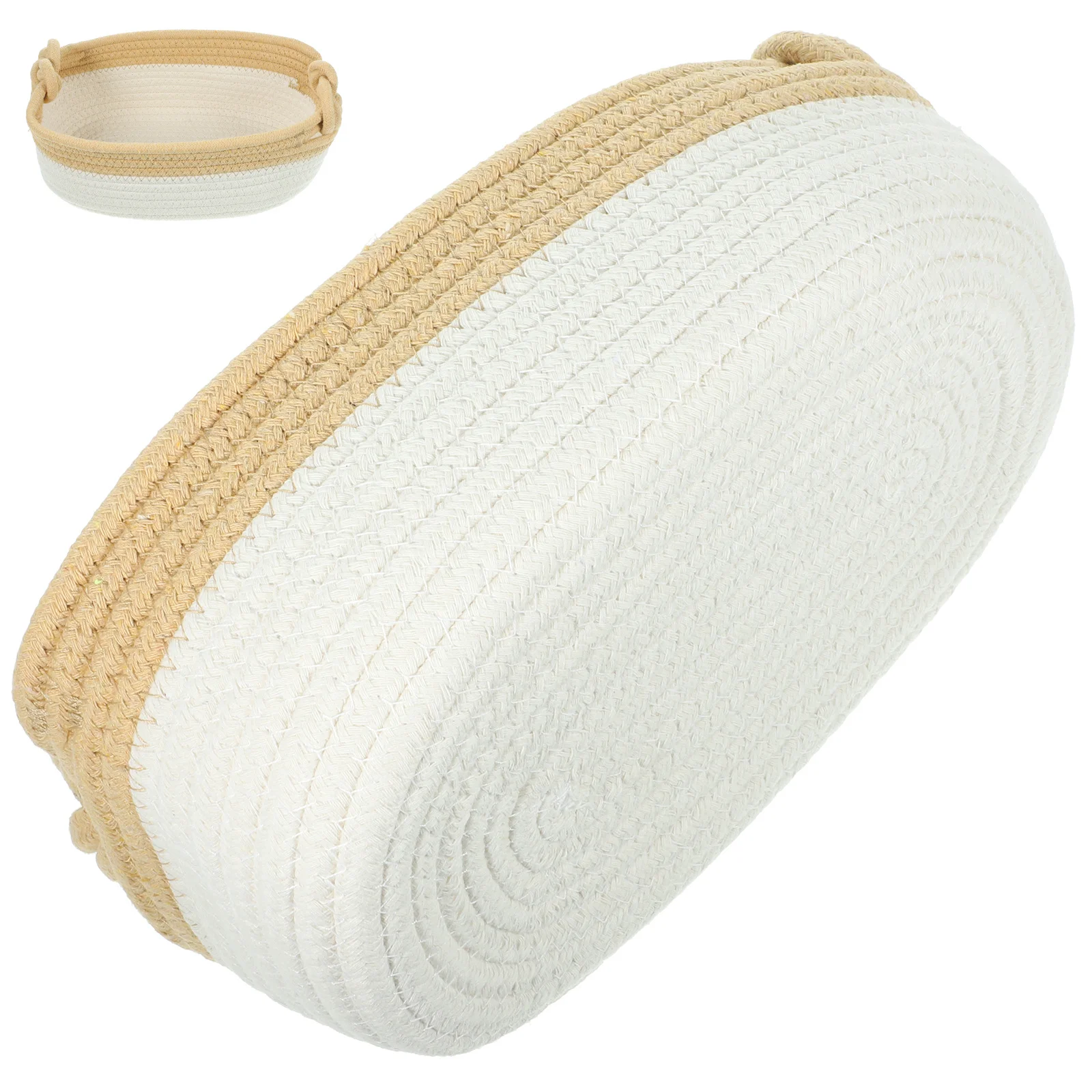 

Woven Storage Basket Cotton Rope Organizer Desktop Snack Holder Multi-Purpose Home Storage Box