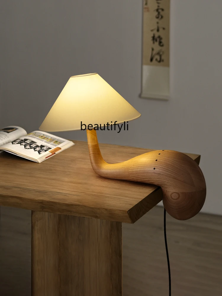 2023 New Creative Design Table Lamp Solid Wood Carving Living Room Desk Bedroom Bedside