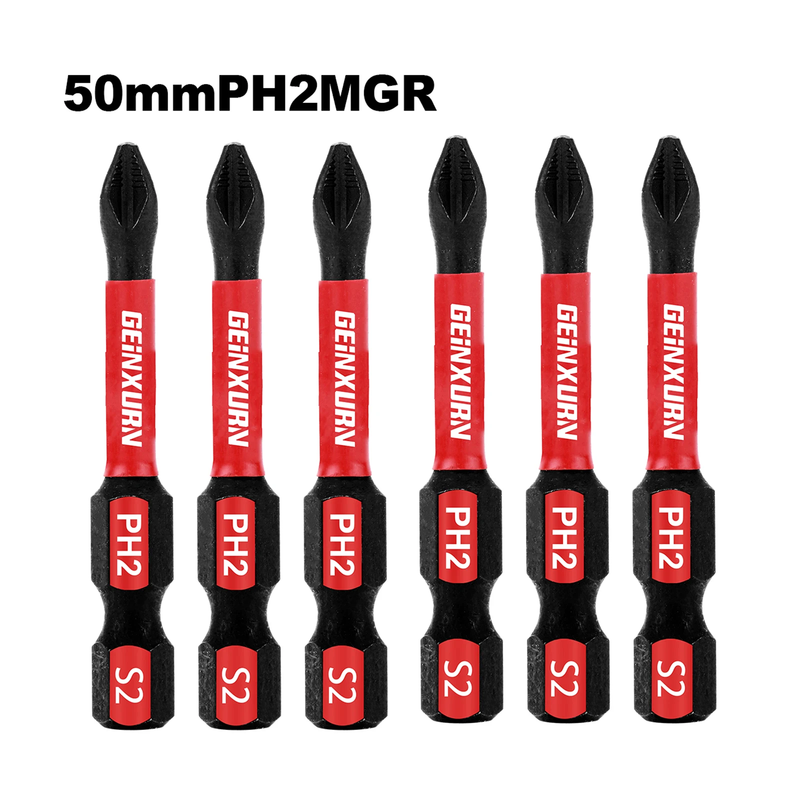 Geinxurn Magnetic #2 Phillips 2 in.Hex Anti-Slip Screwdriver Bits, Hex Shank Impact Tough PH2 Pozidriv Screwdriver Bits Set