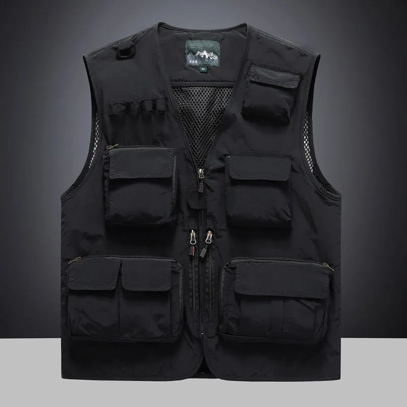 Outdoor Waterproof Vest Men's New Multi-Pocket Functional Sports Coat High-Quality Waistcoat Mesh Work Sleeveless Jacket MY1082