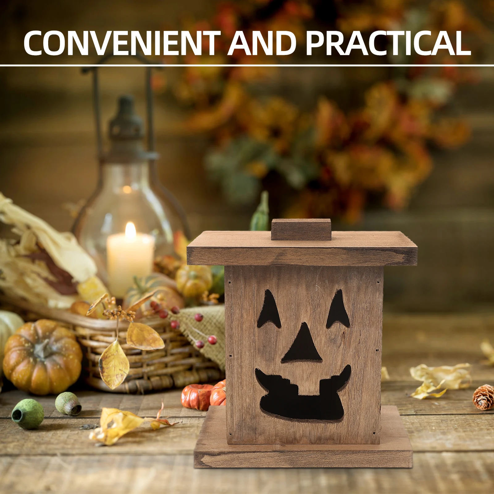 

Craft Decoration Pumpkin Theme Party Home Garden Statues Desktop Ornament Wood Decor Halloween Ghost Ornaments Outdoor