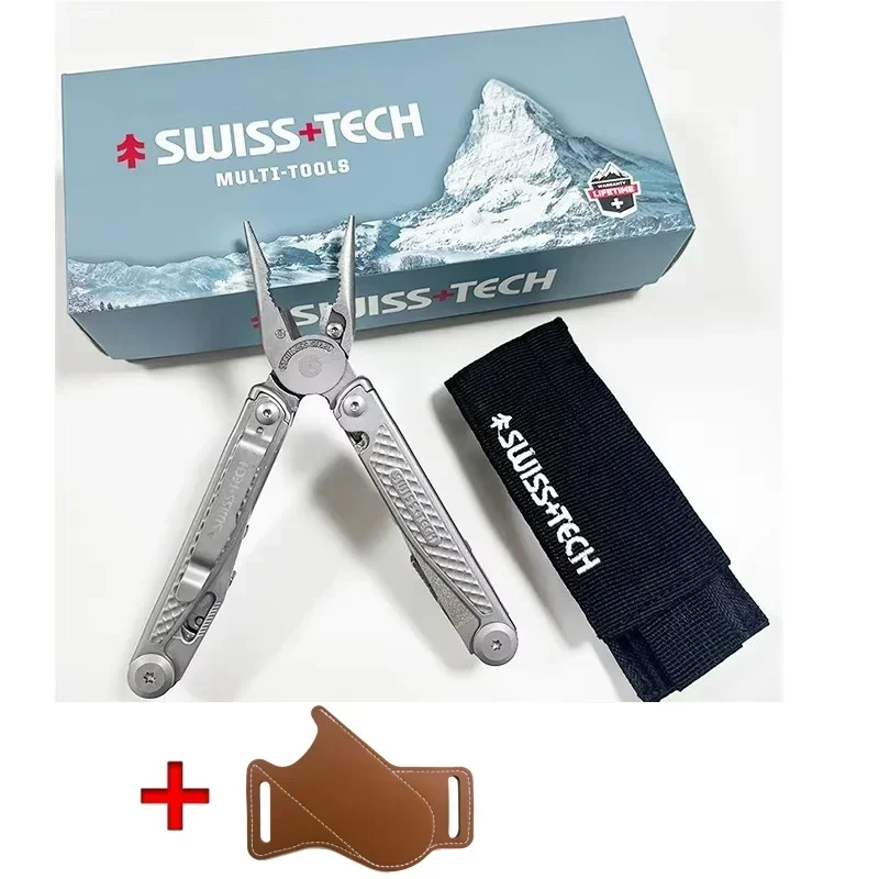 SWISS TECH 18-in-1 Multitool Tangen Opvouwbaar Multifunctioneel Combinatiegereedschap Zakmes Draagbaar EDC Buitenuitrusting