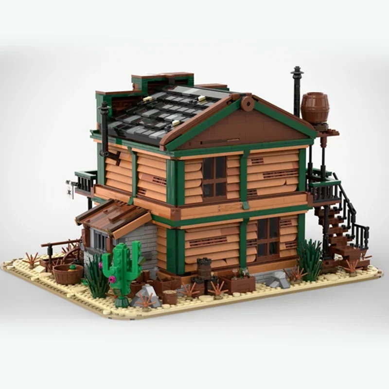 Street view Model Moc Building Brick, Oficina del Sheriff-Wild West Technology, bloques modulares, regalo de Navidad, juegos de bricolaje, montaje