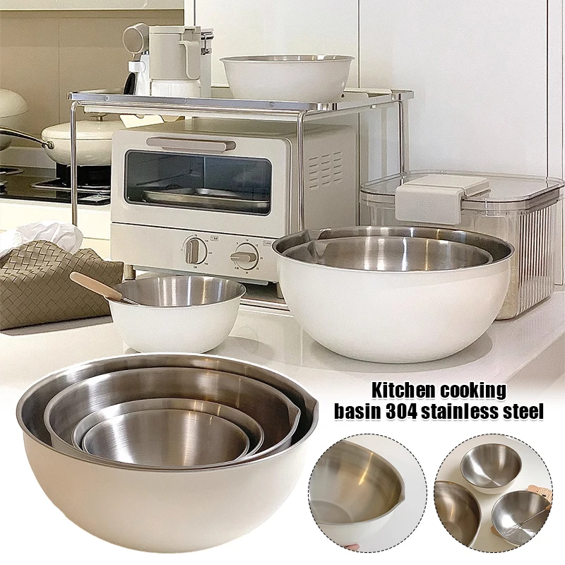 

Stainless Steel Mixing Bowl Cooking Basin Baked Egg Beater Flour Bowl Salad Bowl Knead and Wash Bowl Kitchen Tools