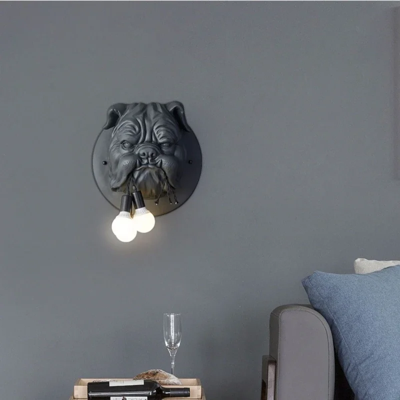 أمستردام الحيوانات عاكس الضوء الجدار مصباح الراتنج الكلب رئيس مصباح الحمام السرير غرفة نوم بهو خلفية وحدة إضاءة LED جداريّة الشمعدانات الإنارة