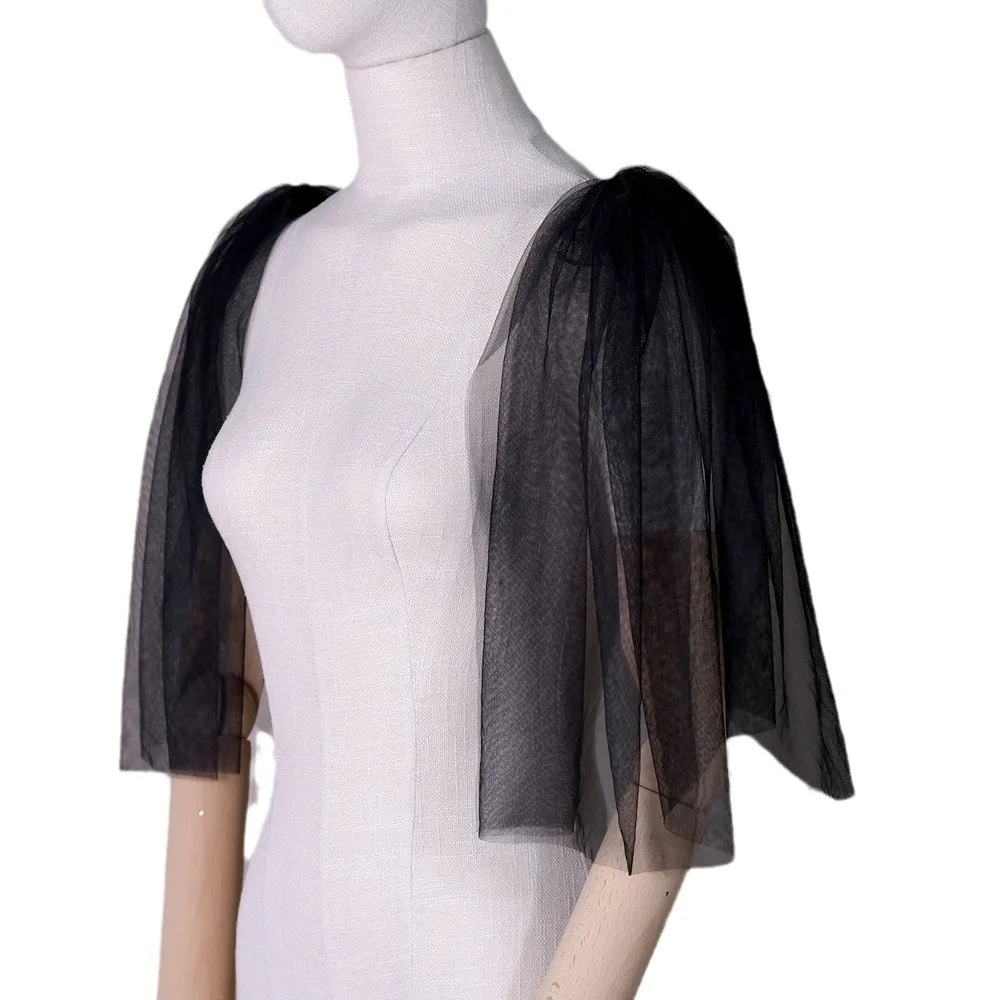 

New Fluffy Bridal Sleeves Detachable Solid Color Arm Covering Loose Mesh Banquet Mittens Party