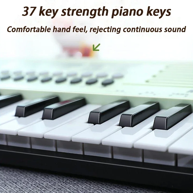 Portable 37 Key Electronic Organ Children's Beginner Keyboard Instrument Strength Piano Keys Electric Organ Music Synthesizer