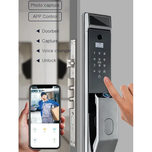 Smart Door Lock riconoscimento facciale Tuya WIFI Smart Door Lock con serratura della fotocamera Digital Fingerprint Smart Keyless