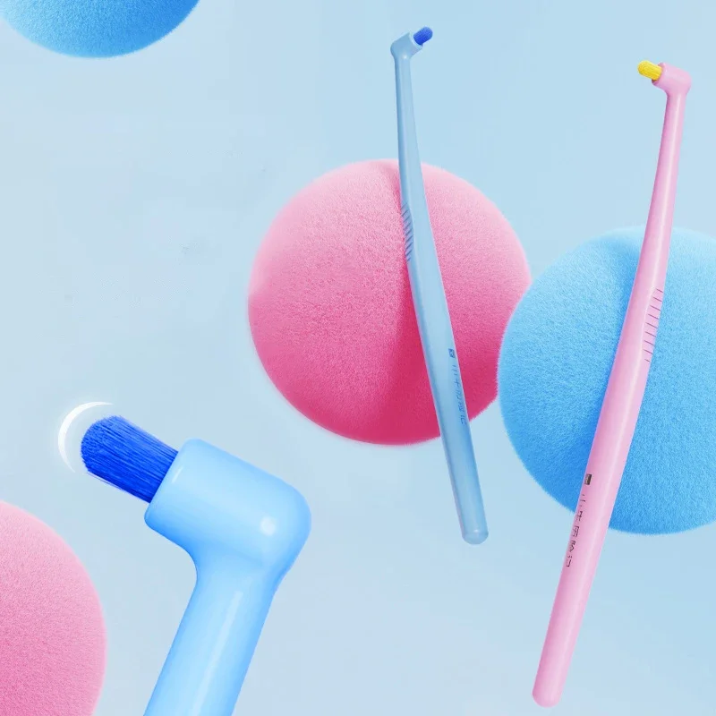 Set di 2 spazzole per spazzolatura interdentale in confezione singola, setole morbide, set di spazzole colorate a testa piccola