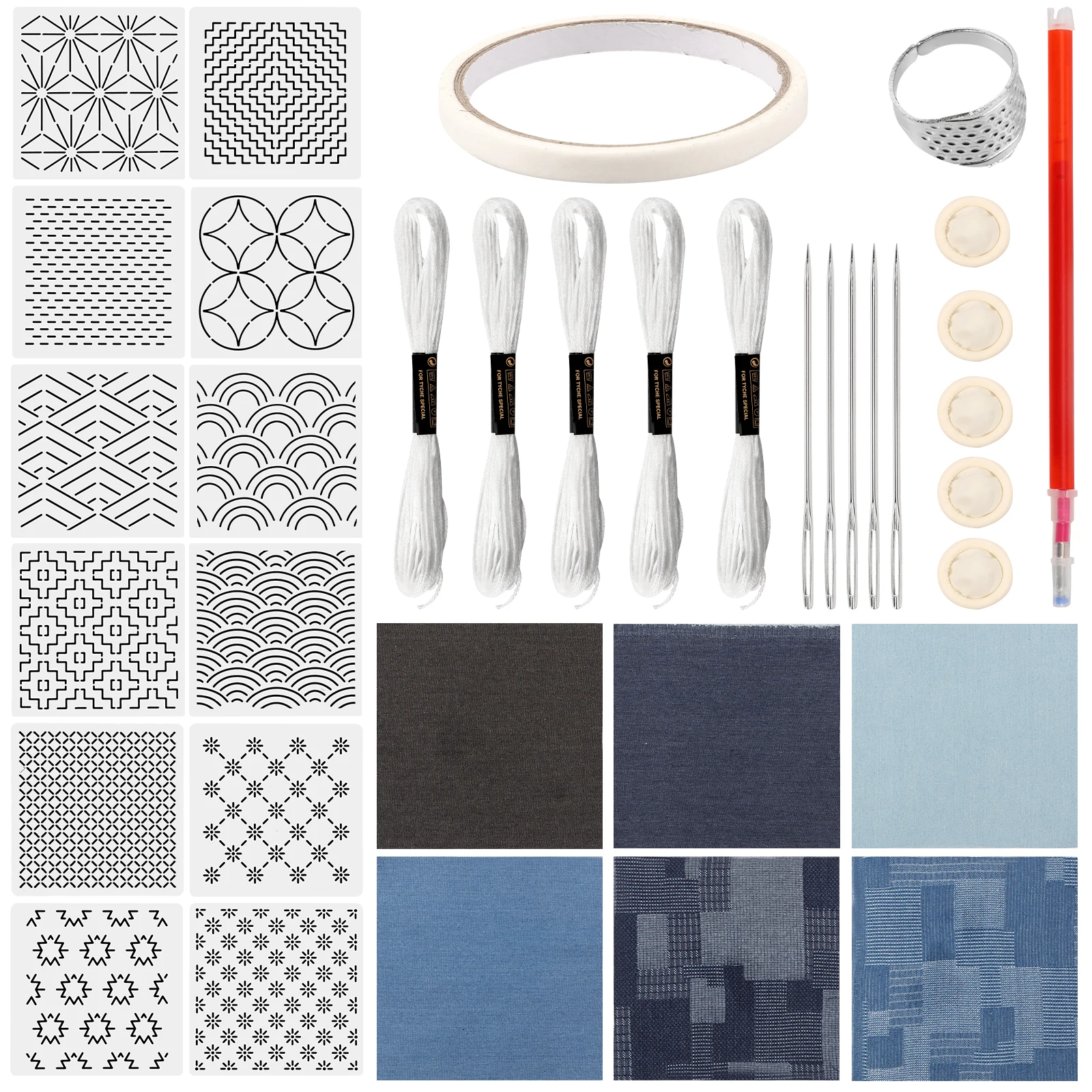 12Pcs Sashiko Stencils Quilting Templates Set Reusable PET Traditonal Patterns DIY Handmade Embroidery Tool Sashiko Template