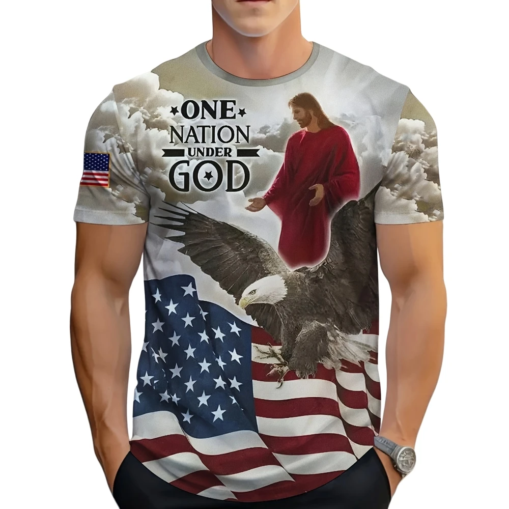 

Vintage T-Shirts for Men 3D Jesus Passion Print Short Sleeve Tops Summer Christian T Shirt Loose Oversized T Shirts Men Clothing