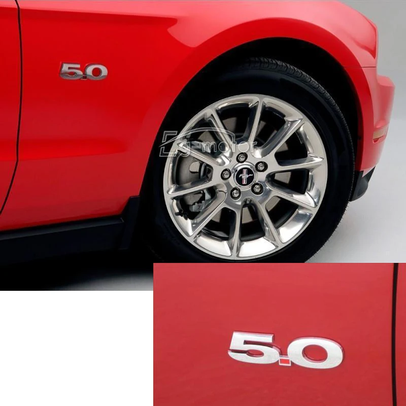 Chrome ABS Fender Emblem Badges for Ford Mustang GT 5.0 ... 3D Pair White Car Sticker Fade-proof Accessories