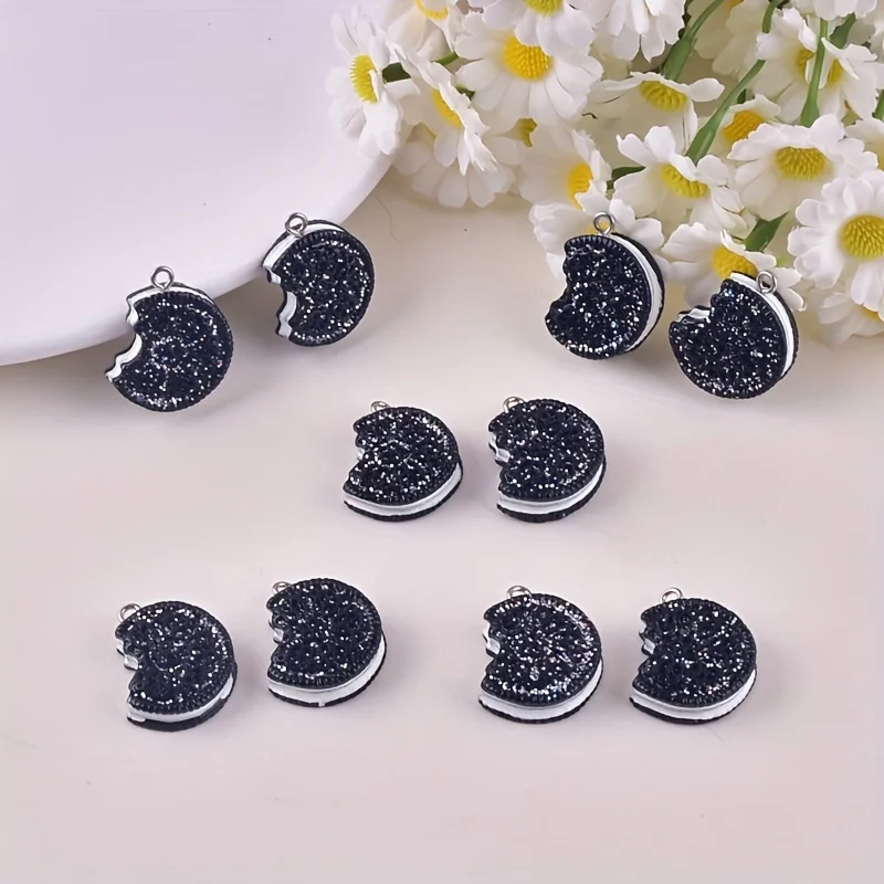 10Pcs Mini Sandwich Cookie Dessert Resin Charms Cute Food Pendants DIY Earrings Necklace Handmade Jewelry Craft Accessories