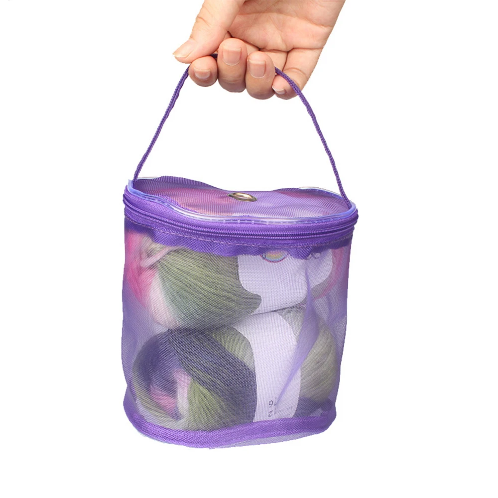 Portable Knitting Yarn Balls Storage Case Small Round Empty Mesh Bag Basket Organizer Crochet Carrier Sewing Accessories