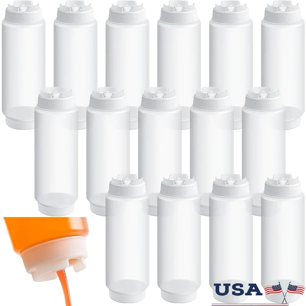 

8 Pcs 32 oz Plastic Squeeze Bottles Sauces Condiments Ketchup Dispenser Inverted Refillable Kitchen Restaurant and Craft Use