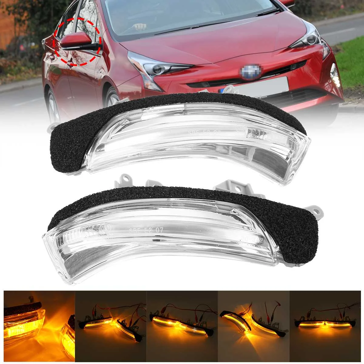 2x LED Turn Signal Lights Side Mirror Indicator Light Lamp For Toyota CAMRY PRIUS REIZ WISH MARK X CROWN AVALON 2009-2013 EV