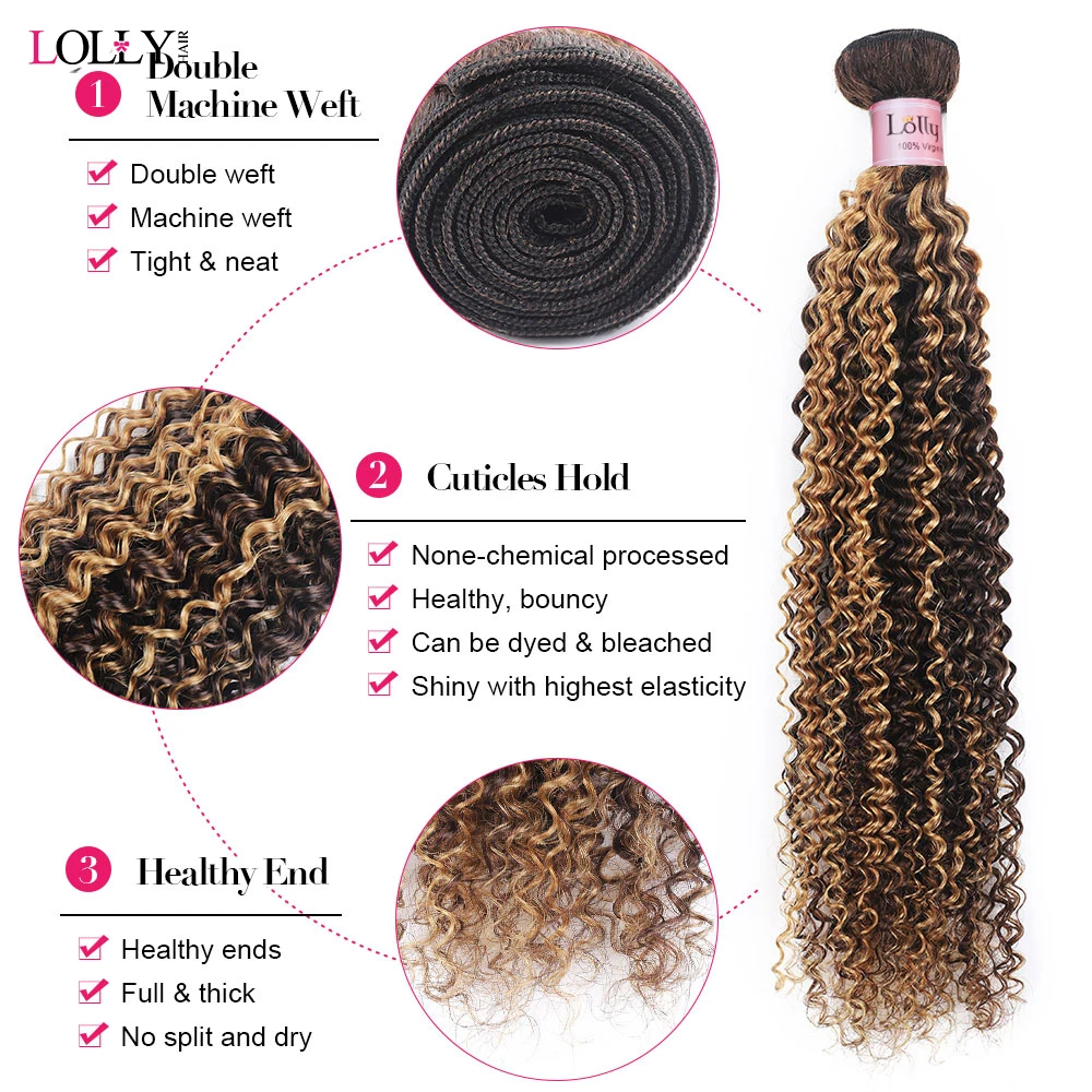 P4/27 Highlight Curly Hair Bundles Brazilian Human Hair Extensions For Women Honey Blonde Afro Kinky Curly Bundles 8-30 Inch