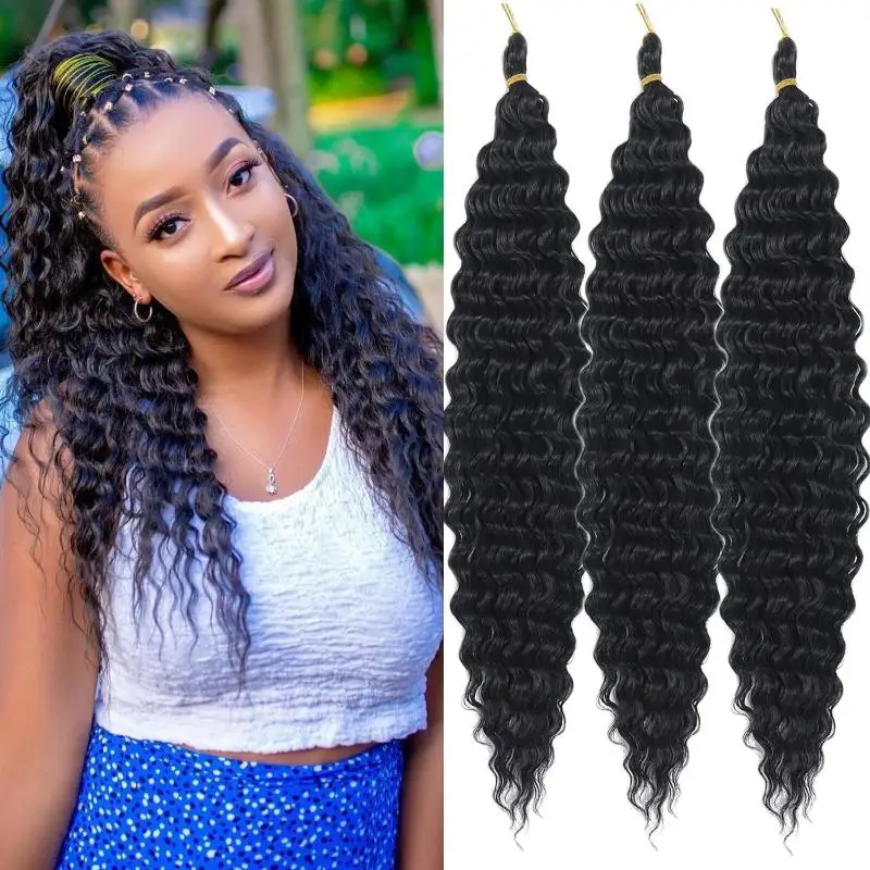 Deep Wavy Twist Crochet Hair Braid Hair Synthetic Curly Hair Crochet Braids High Temperature Fiber Braiding Hair Extensions