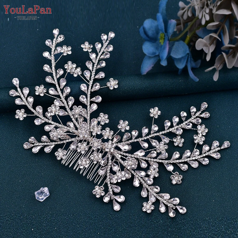 

TOPQUEEN Bridal Headpiece with Comb Rhinestone Headwear Wedding Hair Accessories Pageant Tiara Woman Hair Clip Headdress HP507