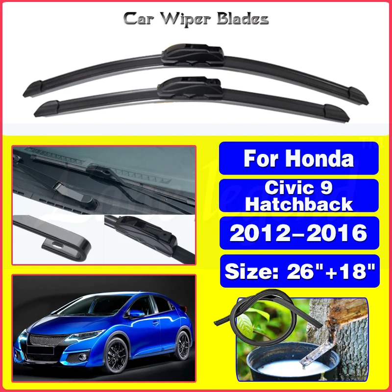 Wiper Hybrid Front Wiper Blades For Honda Civic 9 Hatchback Tourer 2012 - 2016 Windshield Windscreen Brushes 26\