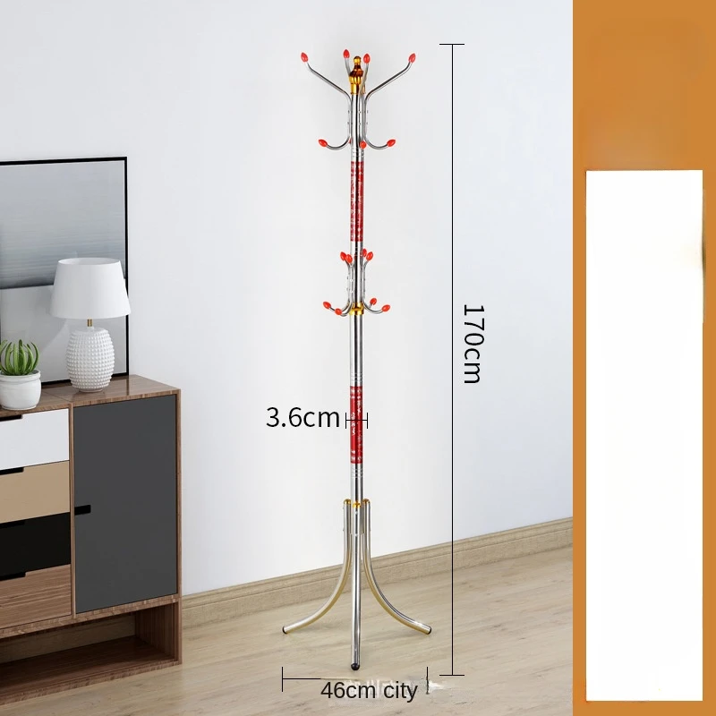 Stainless Steel Floor Mounted Clothes Rack for Home Use, Bedroom, Living Room, Simple Vertical Clothes Pole Storage Rack