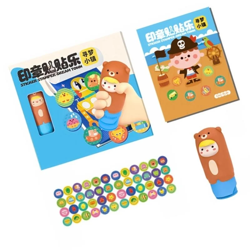090B Stamp Sticker Toy For Kids with Cartoon Activity Sticker Book Cartoon Stickers Stamping Craft Project Toy for Toddlers