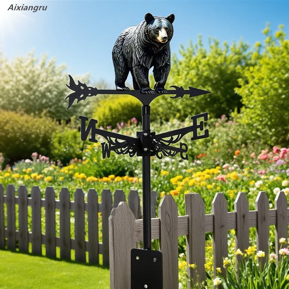 

Медведь, новая модель, индикатор направления ветра, красочный 3d узор, европейское искусство на открытом воздухе, железный медведь, декор фестиваля сада на крыше