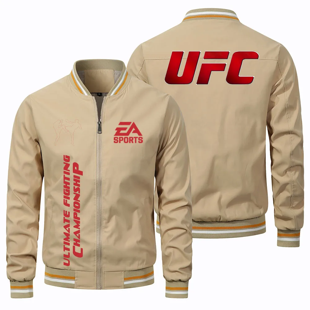 

Новинка 2025 года, UFC Ultimate Fighting, куртка на молнии с длинными рукавами, модная мужская повседневная куртка с принтом UFC, куртка для езды на мотоцикле