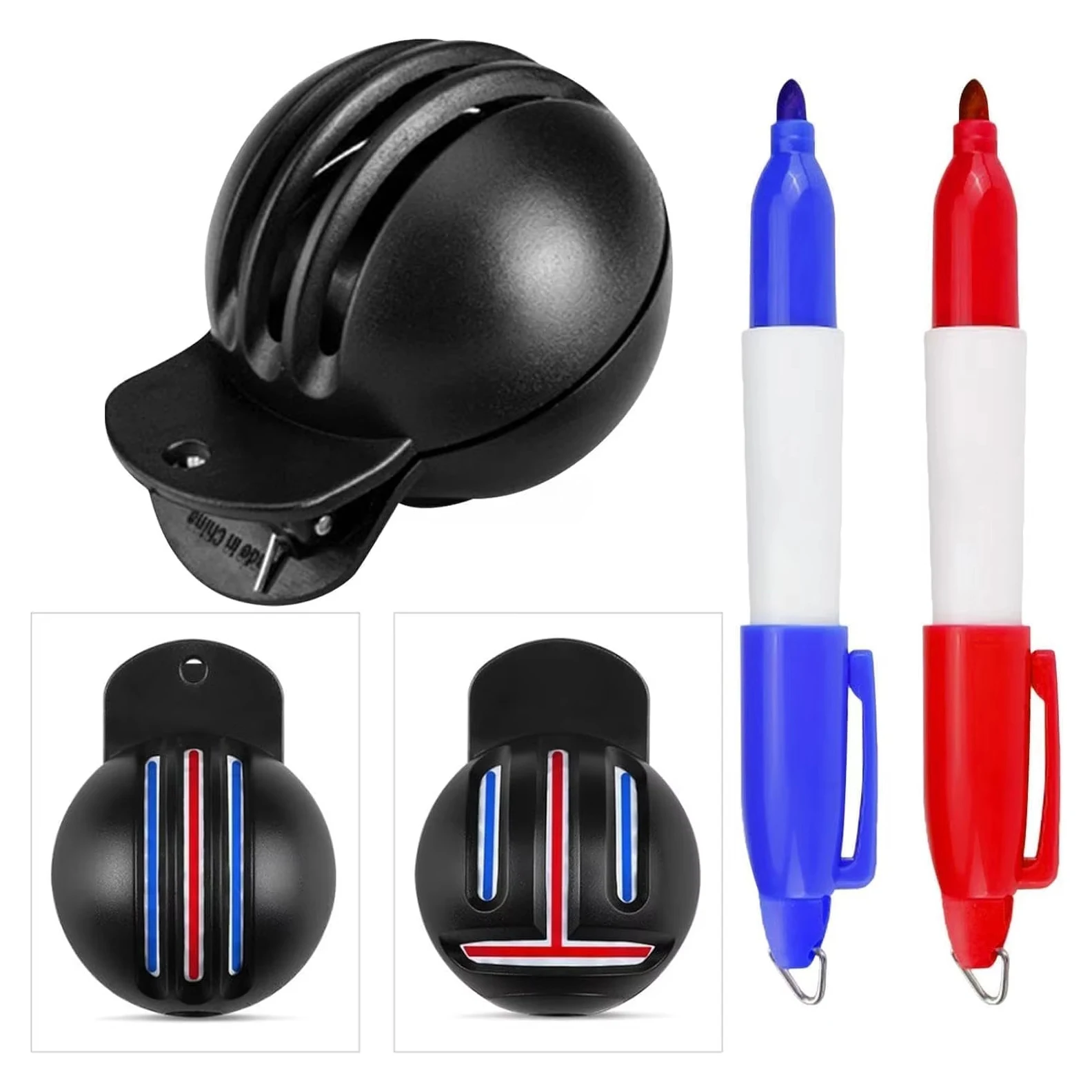 1set Golf Marker Hand Tools with Pens Golfing Marker Tool Alignment Kit with Marker Pen Golfs Balls Drawing Line Tool New
