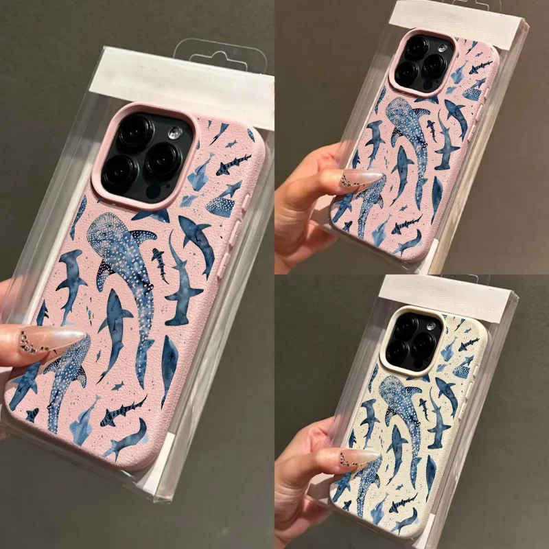 Ocean Whale Lichee Pattern Phone Case For Samsung Galaxy A16 A15 A14 A13 A55 A54 A35 A34 A33 A25 A24 A32 A52 A53 Silicone Cover