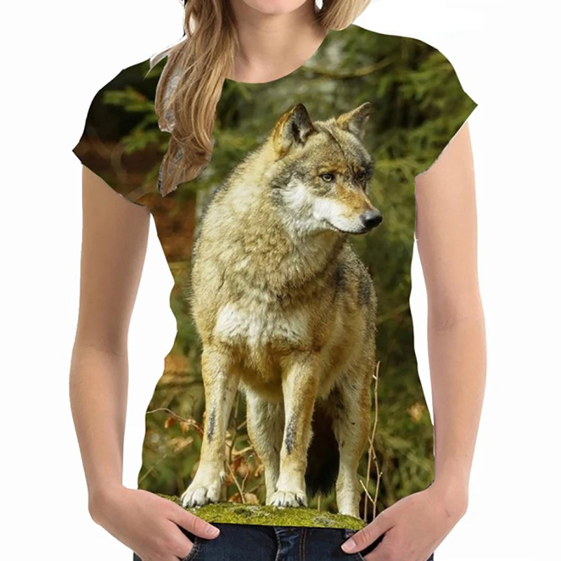 Summer Animal Wolf 3D Print T-shirt Women Man Short Sleeve T Shirts Harajuku Streetwear Tees Oversized Y2k Tops Girls Clothing