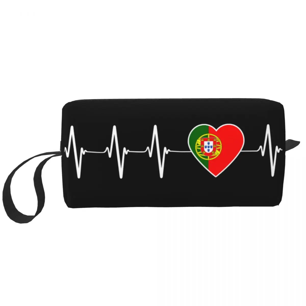 Heartbeat Portugal Country Flag Makeup Bag Travel Cosmetic Organizer Portuguese Heart Family Storage Toiletry Bags Dopp Kit Box